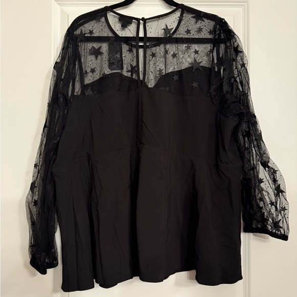 Peplum Stretch Woven Glitter Star Organza Top Torrid Size 4 NWT - Picture 4 of 5